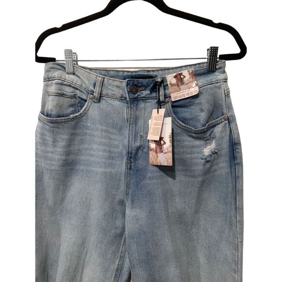 NWT New Sincerely Jules High Rose wide Leg Light Wash Loose Distressed Size 28 - Picture 7 of 11